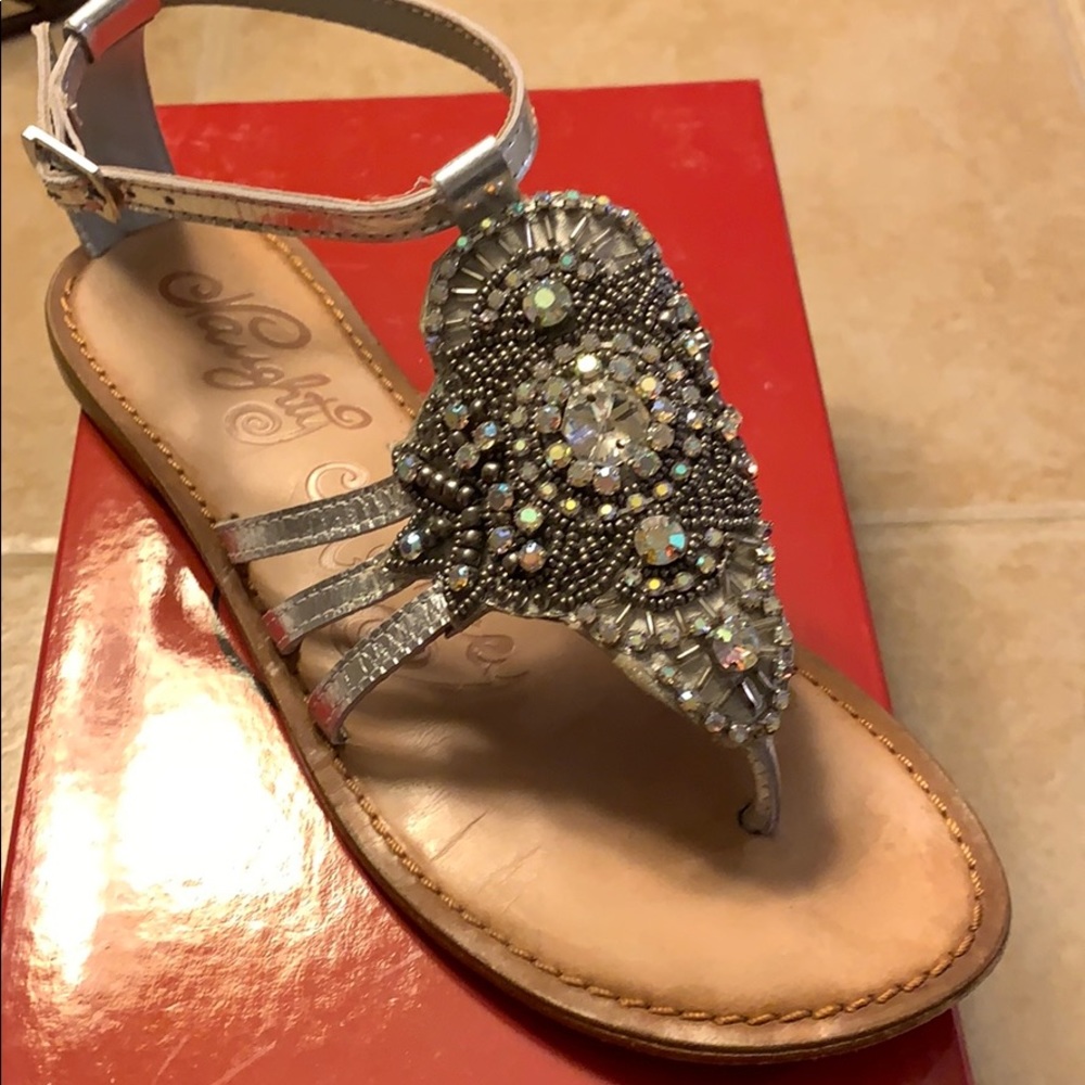 Naughty Monkey Leather Sliver bling Sandals